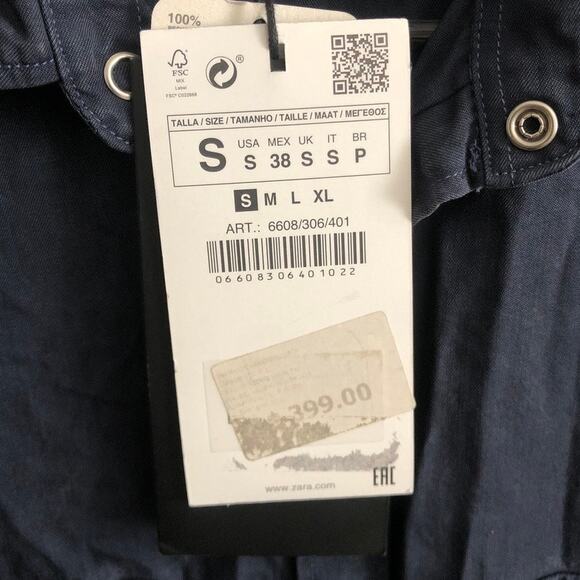 Zara Men Shirt Blue Relaxed Fit Button Down 100% Lyocell Long Sleeve Small - Picture 6 of 13